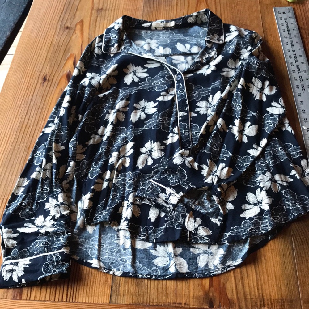 Black and cream floral blouse